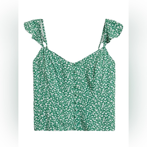 NWOT Banana Republic ECOVERO Cropped Tank (Green Floral) - Size XS - Picture 2 of 5